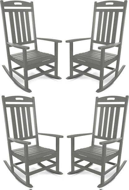 Outdoor Rocking Chair Set of 4, All-Weather Resistant Poly Lumber Rocker Chair by Adiromoti