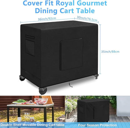 Kovshuiwe 36"L x 30"W x 35"H Outdoor Dining Table Cover, Stainless Steel Grill Cart Trolley with Wheels, Three-Shelf Movable Food Prep and Work Cart, Heavy Duty