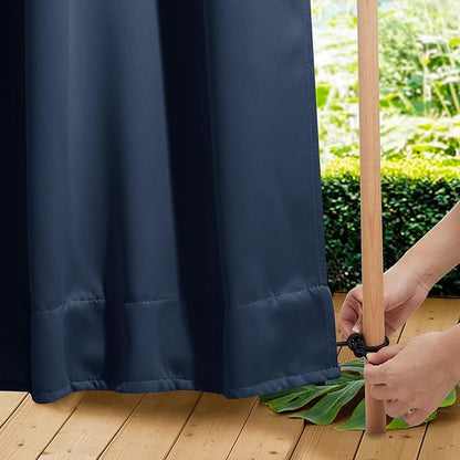 NICETOWN Patio Curtains Outdoor Waterproof W100 x L95 in Navy 2 PCs | Windproof - Image 6