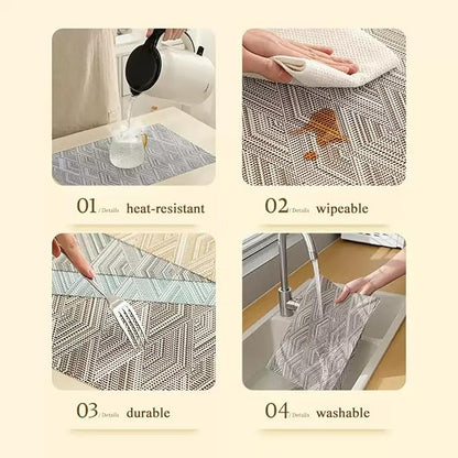 Elegant Placemats Set of 6, Plastic Heat-Resistant Non-Slip Vinyl Place Mats Washable Easy to Clean 18"x12" Placemats for Indoor Outdoor Table Decor (Grey)