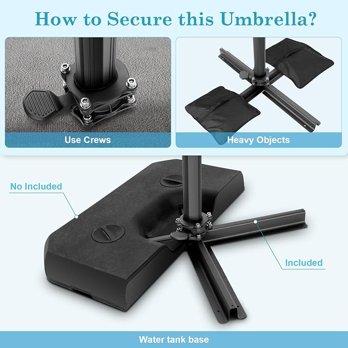 HOTEEL 10x10ft Patio Umbrella Cantilever Umbrella Double Top - Image 9
