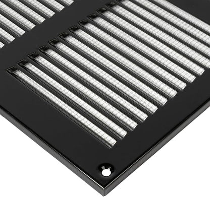 Repa Market 2-Pack Black Air Vent Cover 12" x 6" Inch (Outer Dimensions) - Steel Return Air Grilles - for Ceiling and Sidewall - HVAC - with Protection Screen (11.81" x 5.90" Inch)