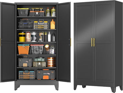 GAIOUS 79'' Tall Metal Garage Storage Cabinet, Home Office Cabinet Black | Home by GAIOUS