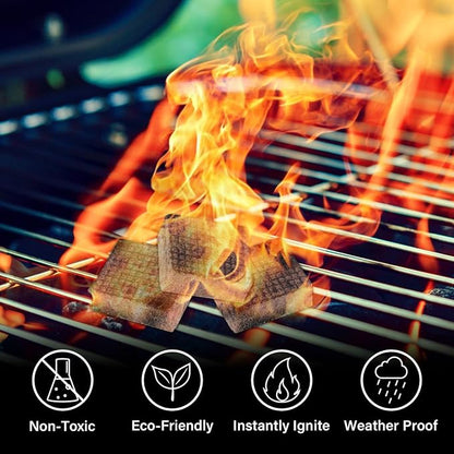 HGD Fire Starter, 160 Mini Square, Natural Fire Starters for BBQ, Campfire, Fireplace, Charcoal, Wood Stove, Chimney, Fire Pit, Grill, Smoker, Indoor Outdoor Use