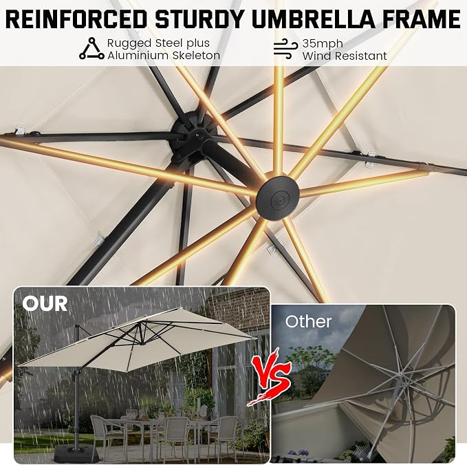 Hoteel Outdoor Patio Umbrella - 10ft Cantilever Umbrella - Image 5