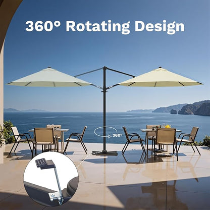 Devoko 10ft Cantilever Patio Umbrella, Round Large Outdoor Umbrella - Image 4