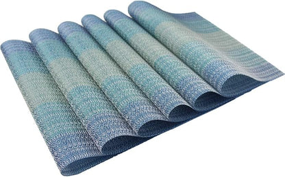 PIGCHCY Placemats Set of 12 Washable Durable Place Mats Vinyl Heat Resistant Non-Slip Table Mats Indoor Outdoor (Coastal Blue)