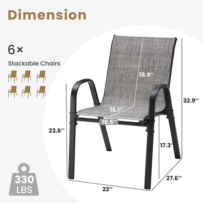 Patio Chairs Set of 6, Stackable Outdoor Dining Chairs - Image 2
