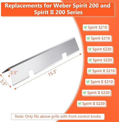 7635 7735 Grill Parts for Weber Spirit E210, E220, S210, S215, Spirit 200 & GS4 Spirit II E210, Spirit II E220 Series with Front Control, Stainless 15.3" Flavorizer Bars for Weber 7635 67045