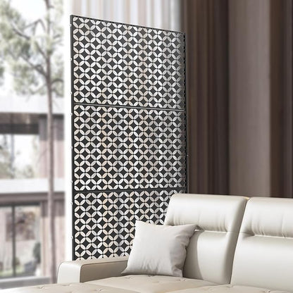 Outdoor Metal Privacy Screen with Stand, 35.4" W x 75" H Freestanding Metal Slatted Decorative Privacy Screen and Panels for Patio Garden Balcony Porch (Black Star)