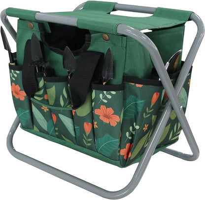 Folding Gardening Stool with Detachable Storage Tote Bag, Portable Garden Chair by GeerDuo