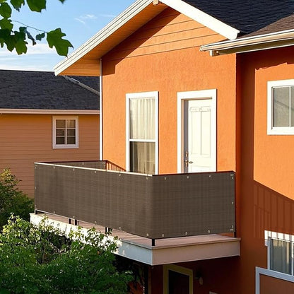2.5' x 103' Balcony Privacy Screen Fence Cover with Zip Ties Grommets for Apartment Patio Porch Deck Backyard Outdoor (Brown)