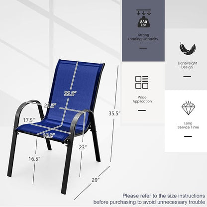 MEDIMALL Patio Chairs, Stackable Patio Chairs Set of 4, Outdoor Dining Chairs - Image 3