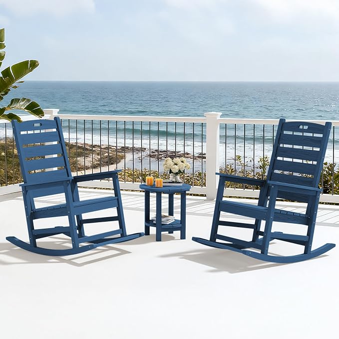 SERWALL Outdoor Rocking Chair Set of 4, Oversized HDPE Rocker, all Weather - Image 10
