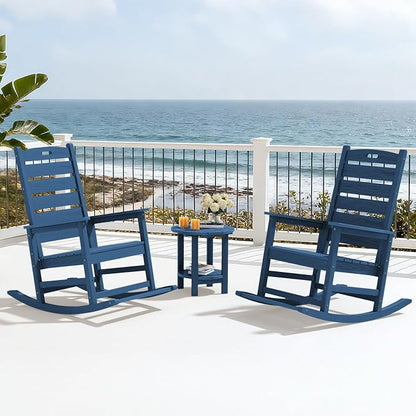 SERWALL Outdoor Rocking Chair Set of 4, Oversized HDPE Rocker, all Weather - Image 10