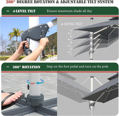 Cantilever Patio Umbrella with Cross Base and Cover Included - Image 5