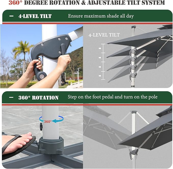 10x10 FT Square Cantilever Patio Umbrella - Image 4