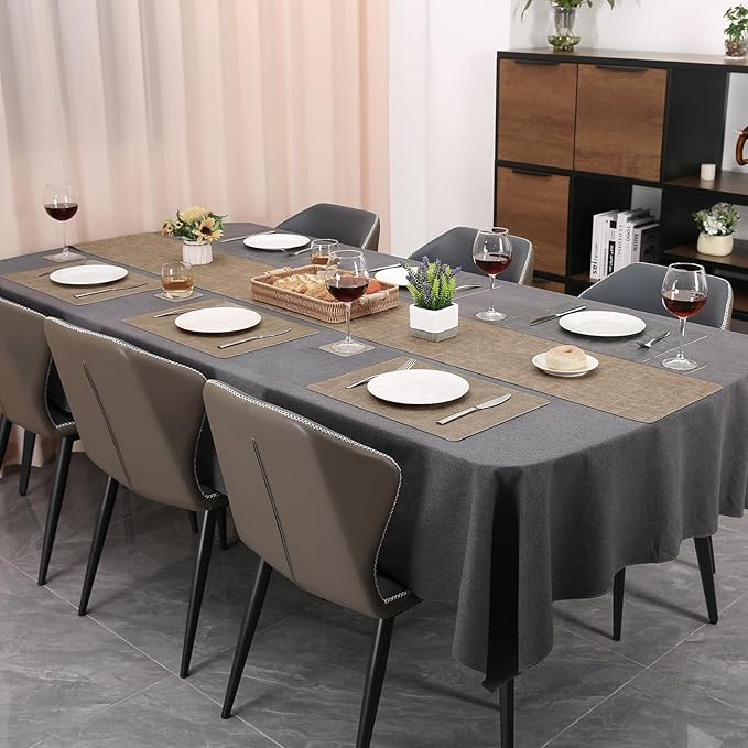 Table Runners 72 Inches Long, Dual-Sided Faux Leather Farmhouse Table Runner Waterproof Heat Resistant Non-Slip for Living Room Party Home Decor Holiday Decorations(Gray Beige, 12 x 72 Inch)