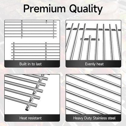 16 15/16" Stainless Steel Grill Grates Replacement for Charbroil 463344116 463343015 Gas2coal 463340516 463370516, Grill Grids for Char-Broil 463344116 463672416, G460-0500-w1, G530-b700-w1