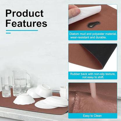 uxcell Silicone Mats for Kitchen Counter, 35.4" x 23.6" Non-Slip Countertop Protector Mat Heat Resistant Coffee Mat Waterproof Table Placemat, Brown