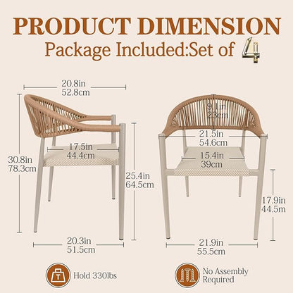 TWT Patio Dining Chairs Outdoor Stackable - Image 3