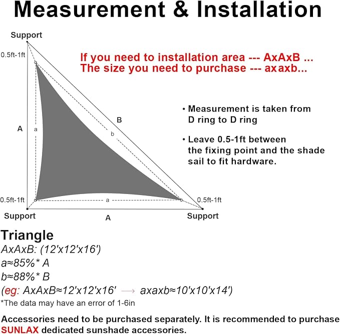 Sun Shade Sail 10' x 12' x 15.6' Dark Grey Rectangle Canopy Sail Shade Cover UV - Image 2