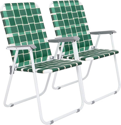 VINGLI Patio Lawn Webbed Folding Chairs Set of 4, Outdoor Beach Chair Portable by VINGLI