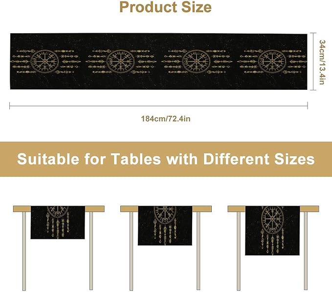 Viking Table Runner, Nordic Symbol Mysterious Aesthetic Table Runner for Kitchen Daily Dining Home Outdoor 13x36in