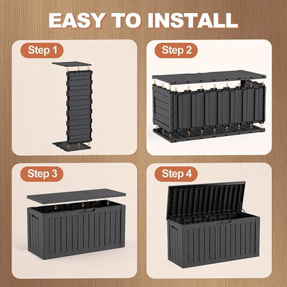 EFU Outdoor Storage Box 120 Gallon Deck Box, Waterproof Resin, Storage Box - Image 7