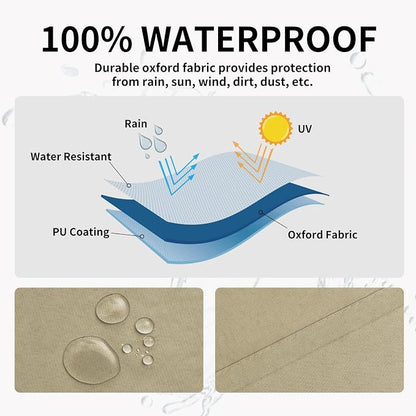 Easy-Going 100% Waterproof Outdoor Curtains 54x84 inch, Khaki | Windproof - Image 2