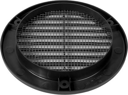 Repa Market 4 Inch (Opening) Black Round Air Vent Cover - Pack of 10 Plastic Fresh Air Intake Vent - Grill Cover with Nylon Mesh Screen - Wall or Ceiling HVAC Return Air Register - Modern Soffit Vents