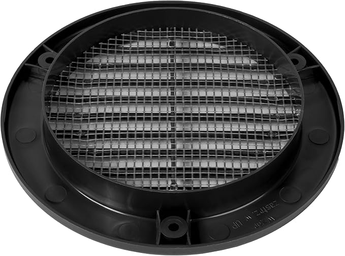 Repa Market 4 Inch (Opening) Black Round Air Vent Cover - Pack of 2 Plastic Fresh Air Intake Vent - Grill Cover with Nylon Mesh Screen - Wall or Ceiling HVAC Return Air Register - Modern Soffit Vents