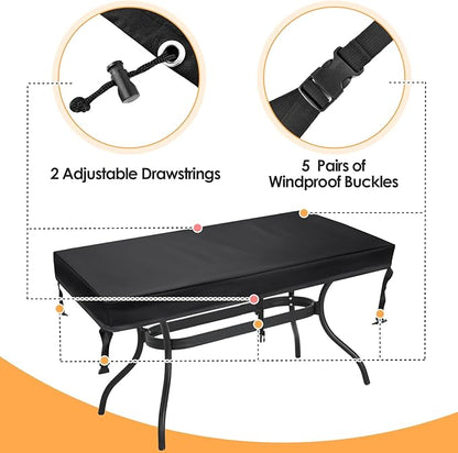 TOHONFOO Rectangular Patio Table Cover - Waterproof Anti-UV Outdoor Dining Table Cover - Outdoor Patio Furniture Cover 75" L x 40" W x 6" H