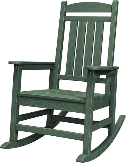 SERWALL Rocking Chair Outdoor, Oversized HDPE Patio Rocking Chairs, Porch Rocker by SERWALL