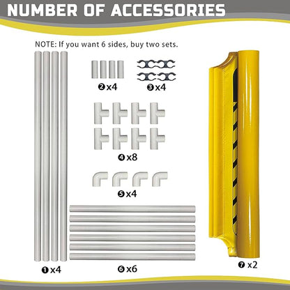 Safety Caution Barricade 2Panels Foldable Security Signs With PVC Tarp Removable Safety Barrier Wet Floor Guard Symbol Clear Printing Safety Fence(Yellow)