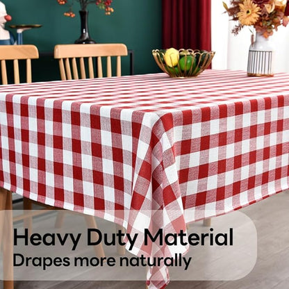 Gingham Table Cloth for Rectangle Tables red Checkered Plaid Tablecloth Heavy Duty Cotton Blend Washable & Wrinkle Table Cover for Outdoor Kitchen Dining Picnic Camping (60x120 Inch)