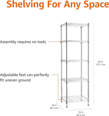 Amazon Basics 5-Shelf Tower Adjustable Storage Shelving Unit, 150 lbs Per Shelf - Image 3