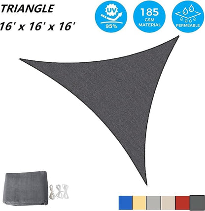 AsterOutdoor Sun Shade Sail Triangle 16' x 16' x 16' UV Block Canopy - Image 2