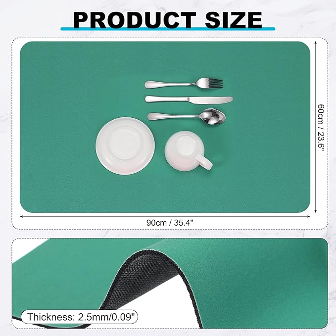 uxcell Silicone Mats for Kitchen Counter, 35.4" x 23.6" Non-Slip Countertop Protector Mat Heat Resistant Coffee Mat Waterproof Table Placemat, Green