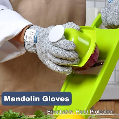 Dowellife Cut Resistant Gloves Food Grade Level 5 Protection, Safety Kitchen Cuts Gloves for Oyster Shucking, Fish Fillet Processing, Mandolin Slicing, Meat Cutting and Wood Carving. (Medium-12 Pairs)