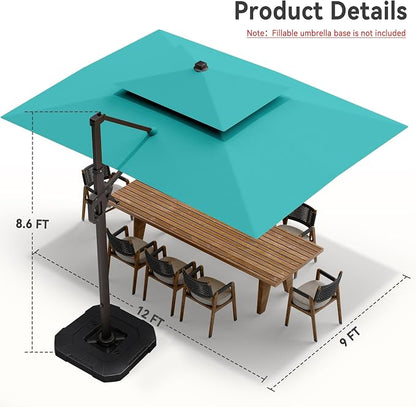 9' X 12' Cantilever Patio Outdoor Umbrella - Image 8
