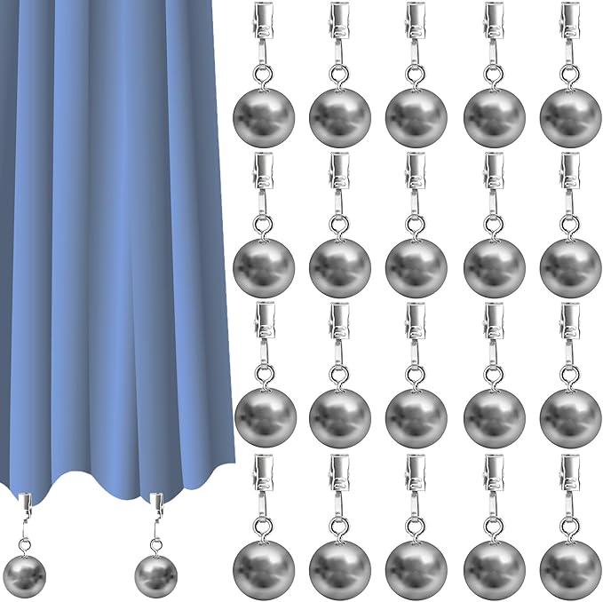 20 Pack Weights for Curtain, Outdoor Curtain Weights, Curtain Weights Outdoor Drapery for Pergola Patio Gazebo Cabana, Stainless Steel Weight Clip Down Curtain, Garden Flag, Shower Curtain, Tablecloth