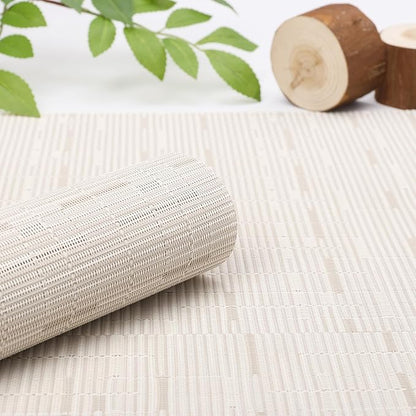Myir JUN Table Runner, Vinyl Table Runner Indoor Arbitrarily Cropped Runner for Table Heatproof for Home Party (B-Off White, 15 x 94 inch)