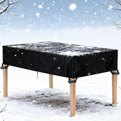 Outdoor Table Cover 72"L x 28"W x 6"H, 420D Waterproof Outdoor Cover for Patio Furniture Dinning Table Picnic Coffee Tables Chairs and Sofas, Black