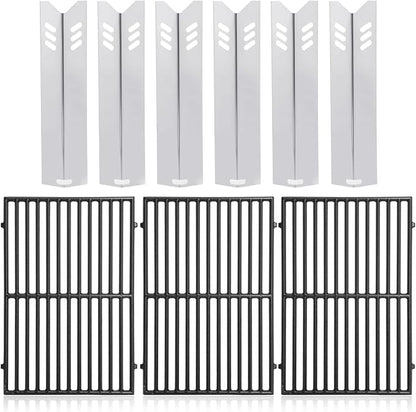 Criditpid Grill Replacement Parts for Dyna Glo DGB610SSP DGF600SSP, Cast Iron Grates 70-01-296 and Heat Shield Tents for Dyna Glo Grill Replacement Parts DGB610SSP 6 Burner.
