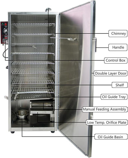 CLIVIA Electric Vertical Smoker, 9 Layers Outdoor Digital BBQ Smoker Oven with Adjustable Temperature&Time Controller, Barbecue Cooking, Grilling Smoking for Fish, Sausage, Jerky, Cheese