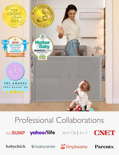 Momcozy Retractable Baby Gate, 33" Tall, Extends up to 55" Wide, Child Safety Baby Gates for Stairs, Doorways, Hallways, Indoor, Outdoor