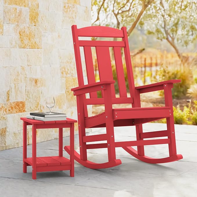 LUE BONA Rocking Chair Outdoor, Weather Resistant Poly Plastic Rocker Chairs - Image 7