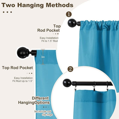 HolidayIdeas Outdoor Patio Curtains Waterproof with Rod Pocket 4 Pcs 54x84 Inch- Protect Privacy & Weatherproof Balcony Outdoor Curtains for Apartments, Gazebo, Pergola, Sliding Glass Door, Teal