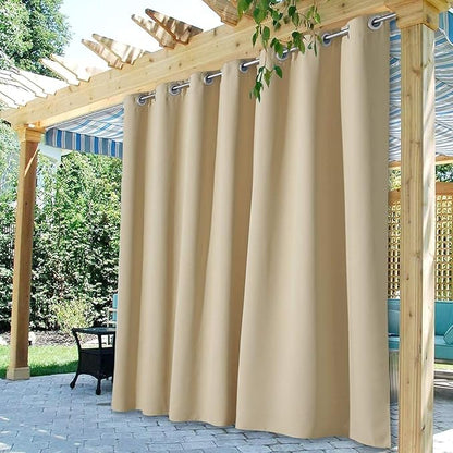 Indoor Outdoor Curtains W100 x L84 Inch Cream Beige, 1 Panel | Extra Wide Heavy by StangH